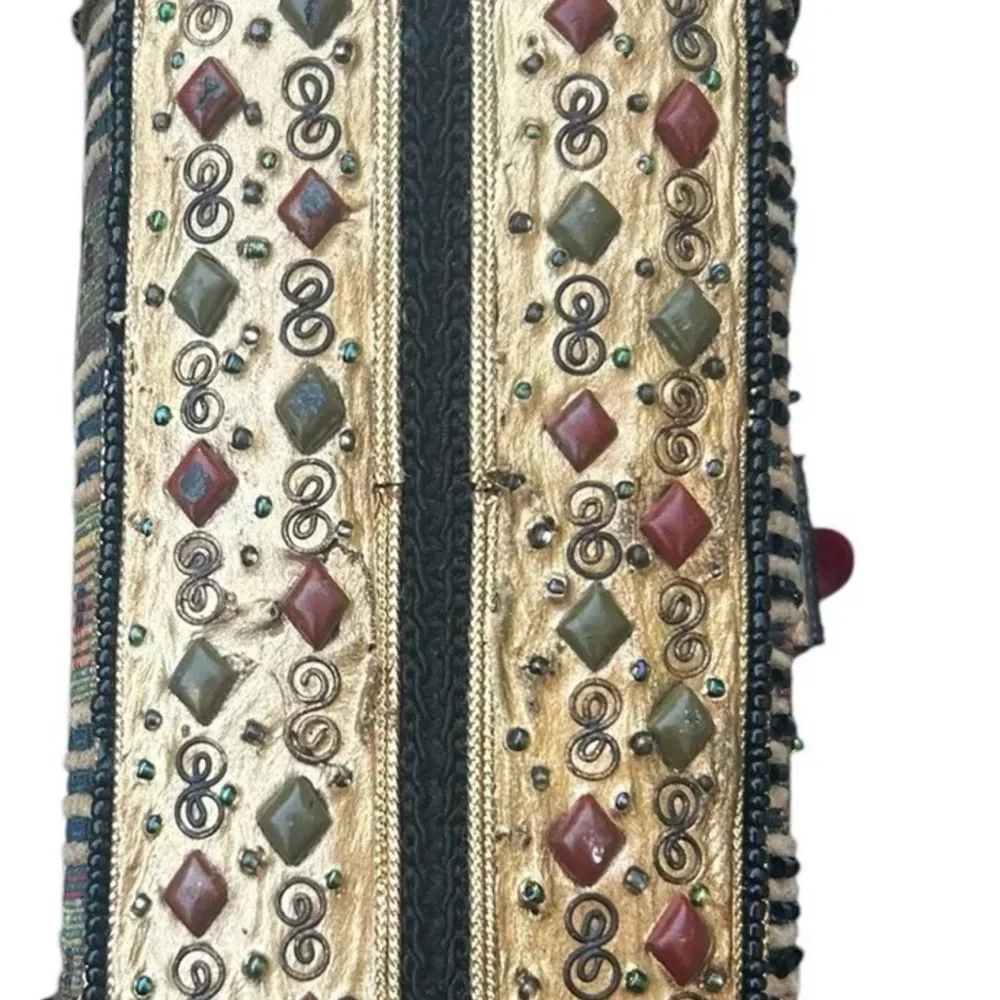 Mary Frances Beaded Gold Black Evening Purse Clutch Handbag Crossbody 7” - Picture 8 of 10